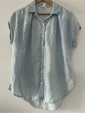 ana Light Blue Casual Short Sleeve Shirt Beach Summer Resort
